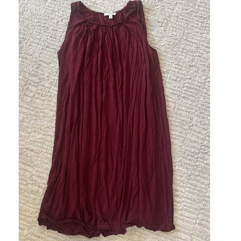Umgee Magenta Shift‎ Dress M Pleated Sleeveless Pullover Solid Round Neck Short